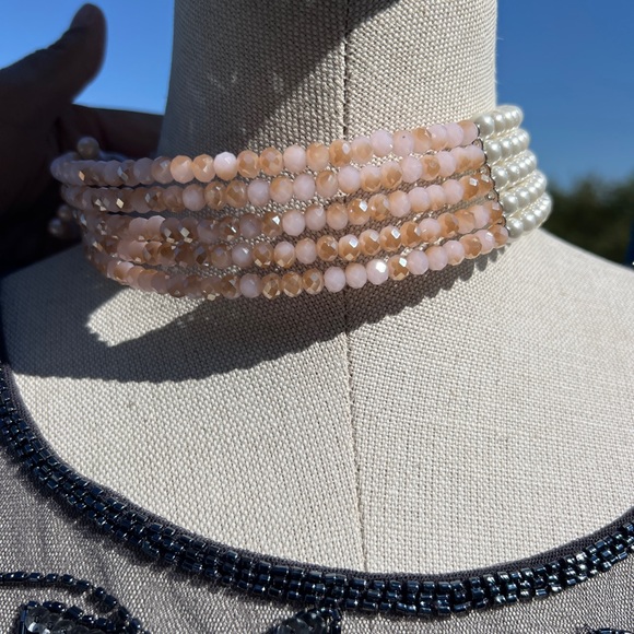Multi-Strand Pearls choker freshwater mother Pearls natural stone - Picture 3 of 8